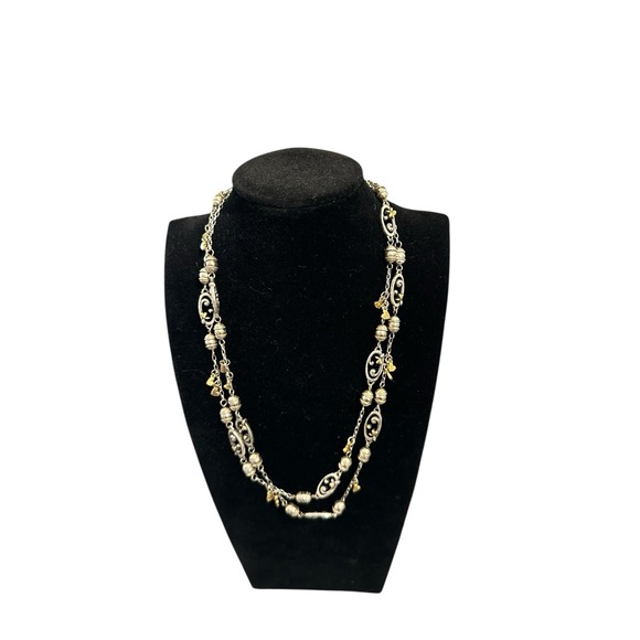 Brighton Two Tier Fancy Bead Necklace 20 Inches Long With Gold Accents